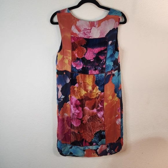 Anthropologie Leifsdottir Patchwork silk and velvet Floral Dress Size 8 - Picture 2 of 9